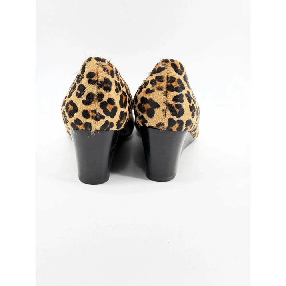 Vionic Antonia Leopard Print Calf Hair Wedge Pumps Womens Size 9 Brown Black